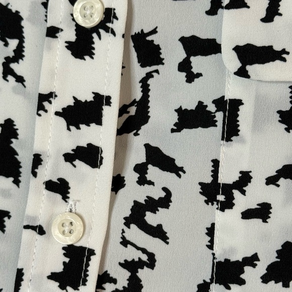 Dalia Collection Black White Abstract Print Button Down Blouse Long Sleeve 1X - Picture 3 of 7